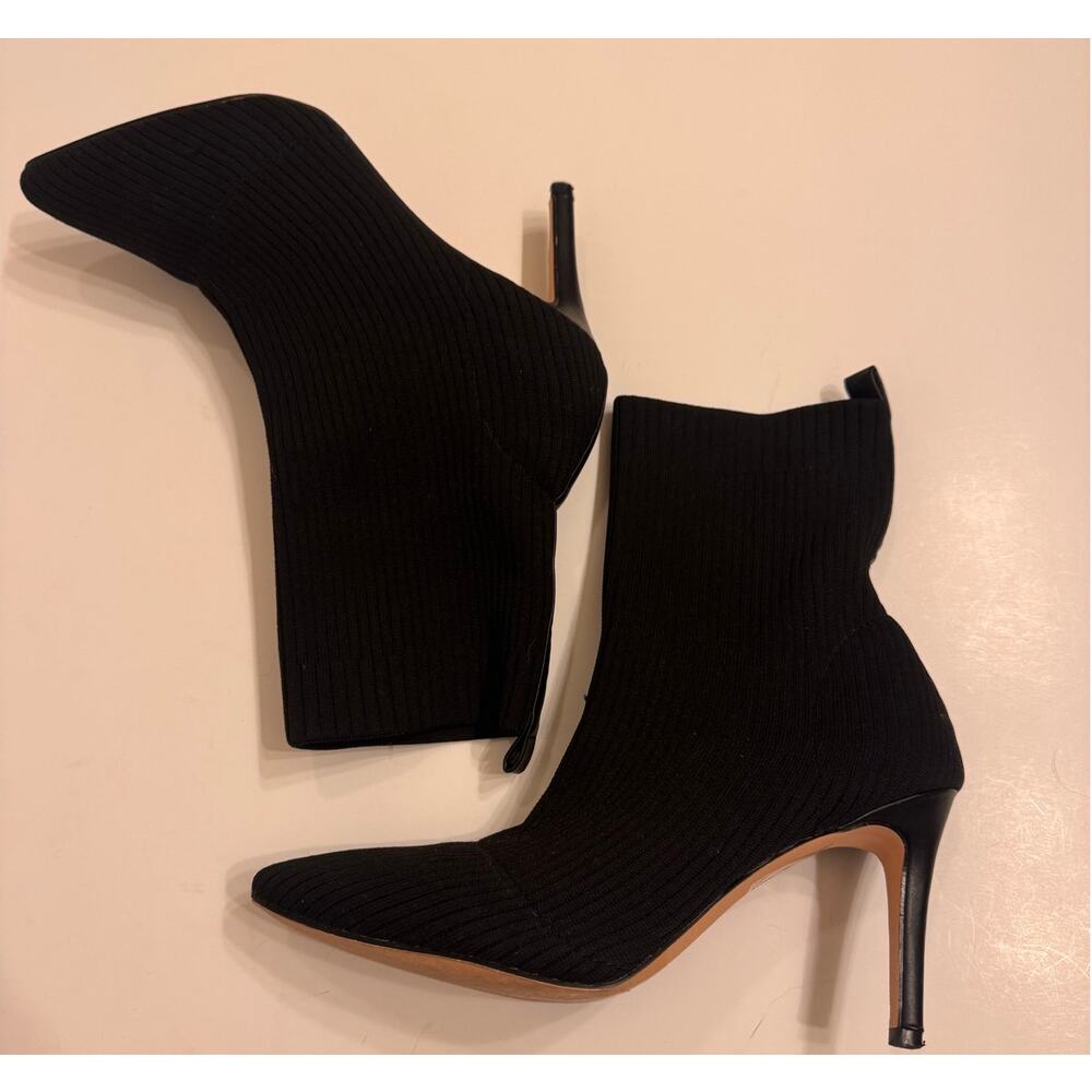 Catherine Malandrino Knit Pointed Toe 3.5" Heel Ankle Boots Size 8.5 Black